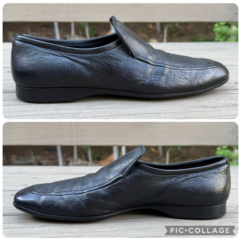 Prada black leather loafers shoes size 9.5 - Picture 8 of 15